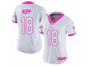 Women Los Angeles Rams #18 Cooper Kupp Limited White Pink Rush Fashion NFL Jersey