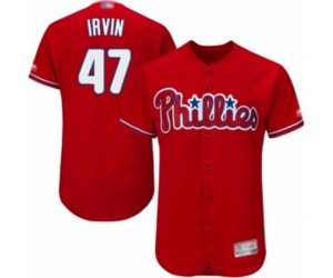 Philadelphia Phillies Cole Irvin Red Alternate Flex Base Authentic Collection Baseball Player Jersey