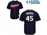 Minnesota Twins #45 Phil Hughes Replica Navy Blue Alternate Road Cool Base MLB Jersey
