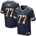 Dallas Cowboys #77 Tyron Smith Elite Navy Gold Team Color NFL Jersey