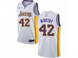 Los Angeles Lakers #42 James Worthy Authentic White NBA Jersey - Association Edition