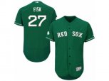 Boston Red Sox #27 Carlton Fisk Green Celtic Flexbase Authentic Collection MLB Jersey