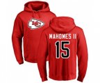 Kansas City Chiefs #15 Patrick Mahomes II Red Name & Number Logo Pullover Hoodie