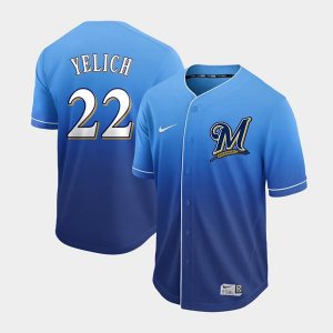 Nike Milwaukee Brewers #22 Christian Yelich Blue Drift Fashion MLB Jersey