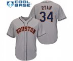 Houston Astros #34 Nolan Ryan Replica Grey Road Cool Base Baseball Jersey