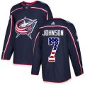 Columbus Blue Jackets #7 Jack Johnson Authentic Navy Blue USA Flag Fashion NHL Jersey