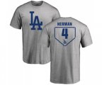 Los Angeles Dodgers #4 Babe Herman Gray RBI T-Shirt