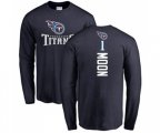 Tennessee Titans #1 Warren Moon Navy Blue Backer Long Sleeve T-Shirt