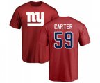 New York Giants #59 Lorenzo Carter Red Name & Number Logo T-Shirt