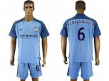 Manchester City #6 Fernando.R Home Soccer Club Jersey