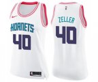 Women's Charlotte Hornets #40 Cody Zeller Swingman White Pink Fashion Basketball Jersey