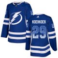 Tampa Bay Lightning #29 Slater Koekkoek Authentic Blue Drift Fashion NHL Jersey