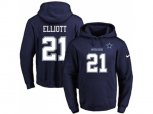 Dallas Cowboys #21 Ezekiel Elliott Navy Blue Name & Number Pullover NFL Hoodie
