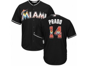 Miami Marlins #14 Martin Prado Authentic Black Team Logo Fashion Cool Base MLB Jersey