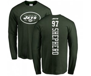 New York Jets #97 Nathan Shepherd Green Backer Long Sleeve T-Shirt