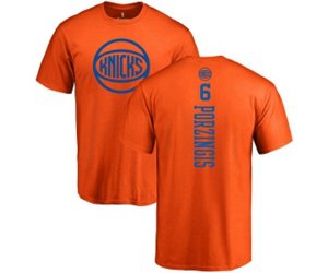 New York Knicks #6 Kristaps Porzingis Orange One Color Backer T-Shirt