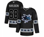 Adidas San Jose Sharks #68 Melker Karlsson Authentic Black Team Logo Fashion NHL Jersey