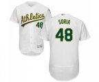 Oakland Athletics #48 Joakim Soria White Home Flex Base Authentic Collection Baseball Jersey