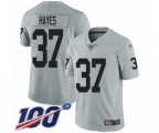 Oakland Raiders #37 Lester Hayes Limited Silver Inverted Legend 100th Season Football Jersey