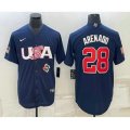 USA Baseball #28 Nolan Arenado 2023 Navy World Baseball Classic Stitched Jerseys