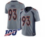 Denver Broncos #93 Dre'Mont Jones Limited Silver Inverted Legend 100th Season Football Jersey