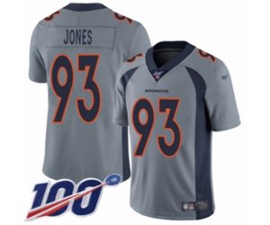 Denver Broncos #93 Dre\'Mont Jones Limited Silver Inverted Legend 100th Season Football Jersey