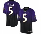 Baltimore Ravens #5 Joe Flacco Elite Purple Black Fadeaway Football Jersey