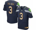 Seattle Seahawks #3 Russell Wilson Elite Navy Gold Team Color Football Jersey