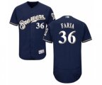 Milwaukee Brewers Jake Faria Navy Blue Alternate Flex Base Authentic Collection Baseball Player Jersey