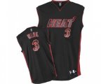 Miami Heat #3 Dwyane Wade Authentic Black Black Red No. Basketball Jersey