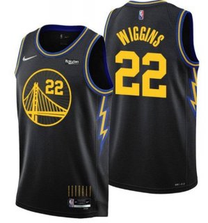 Golden State Warriors #22 Andrew Wiggins 2021-22 City Edition Black 75th Anniversary Stitched Basketball Jersey