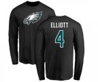 Philadelphia Eagles #4 Jake Elliott Black Name & Number Logo Long Sleeve T-Shirt