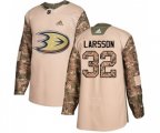 Anaheim Ducks #32 Jacob Larsson Authentic Camo Veterans Day Practice Hockey Jersey