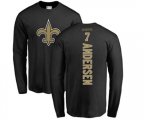 New Orleans Saints #7 Morten Andersen Black Backer Long Sleeve T-Shirt