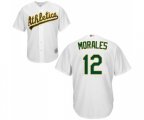 Oakland Athletics #12 Kendrys Morales Replica White Home Cool Base Baseball Jersey