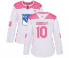 Women Adidas New York Rangers #10 Ron Duguay Authentic White Pink Fashion NHL Jersey