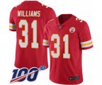 Kansas City Chiefs #31 Darrel Williams Red Team Color Vapor Untouchable Limited Player 100th Season Football Jersey
