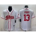 San Francisco 49ers #13 Brock Purdy White With Patch Cool Base Stitched Baseball Jersey