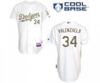 Los Angeles Dodgers #34 Fernando Valenzuela Authentic White USMC Cool Base Baseball Jersey