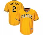 Pittsburgh Pirates #2 Erik Gonzalez Replica Gold Alternate Cool Base Baseball Jersey