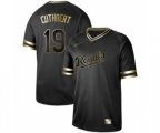 Kansas City Royals #19 Cheslor Cuthbert Authentic Black Gold Fashion Baseball Jersey