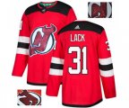 New Jersey Devils #31 Eddie Lack Authentic Red Fashion Gold Hockey Jersey