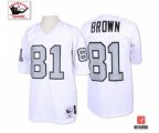 Oakland Raiders #81 Tim Brown White with Silver No. Authentic Football Jersey