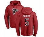 Atlanta Falcons #5 Matt Bosher Red Name & Number Logo Pullover Hoodie