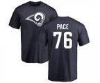 Los Angeles Rams #76 Orlando Pace Navy Blue Name & Number Logo T-Shirt