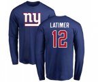 New York Giants #12 Cody Latimer Royal Blue Name & Number Logo Long Sleeve T-Shirt
