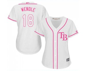 Women\'s Tampa Bay Rays #18 Joey Wendle Authentic White Fashion Cool Base Baseball Jersey