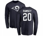 Los Angeles Rams #20 Jalen Ramsey Navy Blue Name & Number Logo Long Sleeve T-Shirt
