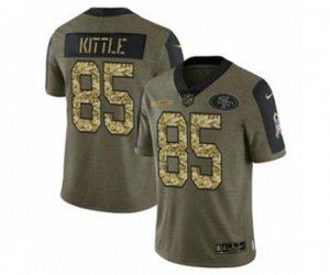 San Francisco 49ers #85 George Kittle 2021 Olive Camo Salute To Service Limited Stitched Football Jersey