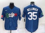 Los Angeles Dodgers #35 Cody Bellinger Navy Blue Pinstripe Mexico 2020 World Series Cool Base Nike Jersey